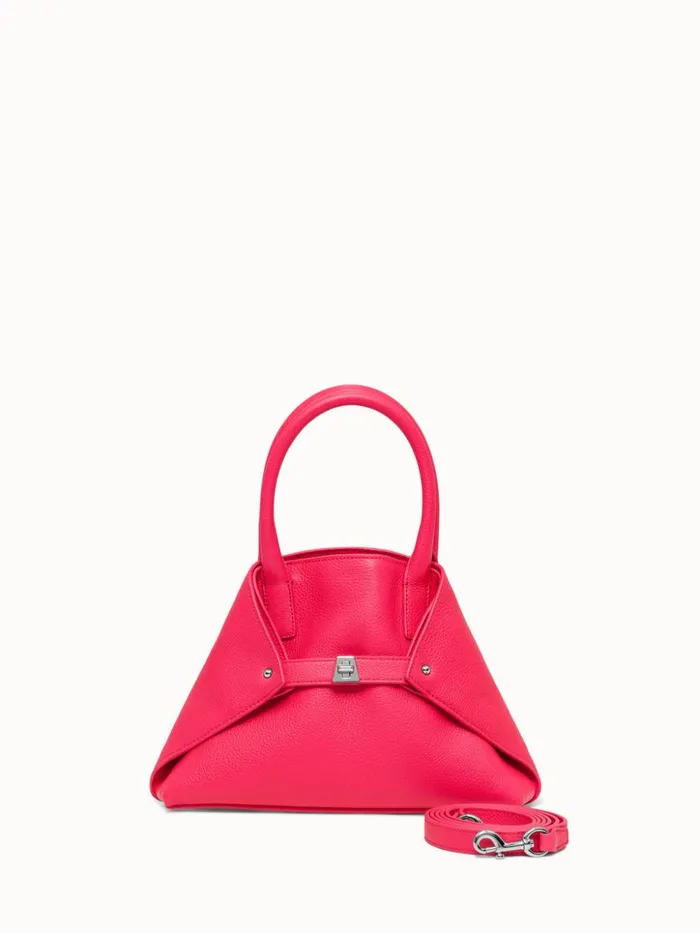 Little Messenger Bag In CervoStructured Calf Leather Rose Women Akris Top Handle Bags