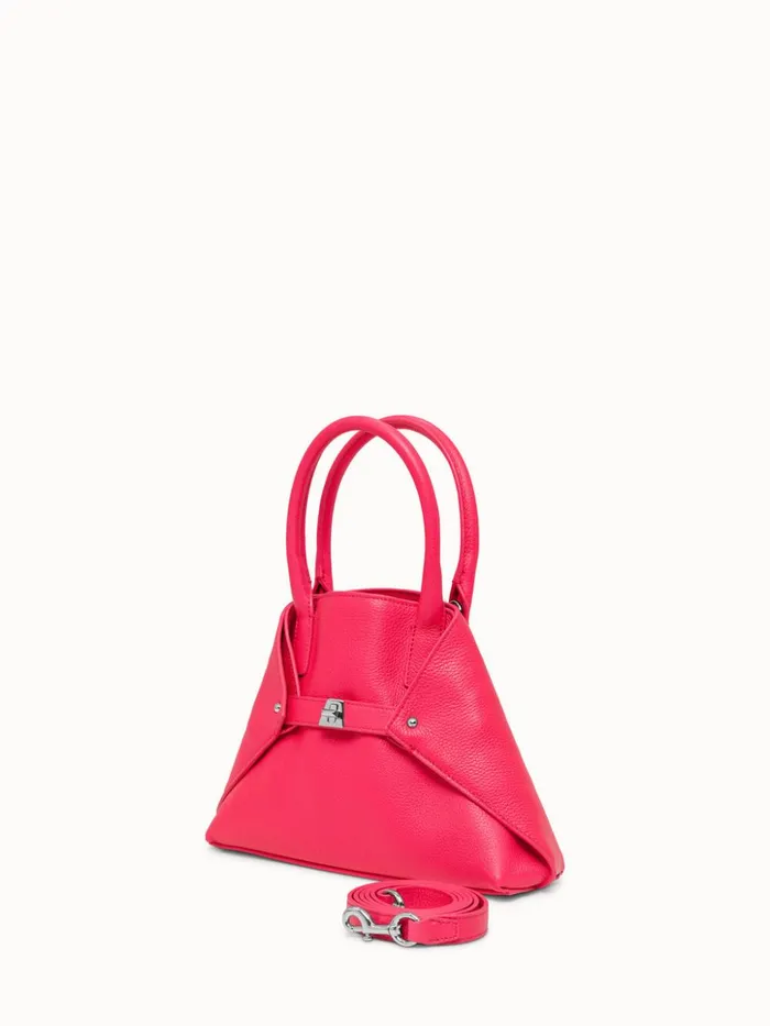 Little Messenger Bag In CervoStructured Calf Leather Rose Women Akris Top Handle Bags