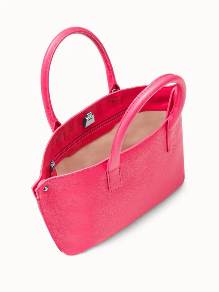 Little Messenger Bag In CervoStructured Calf Leather Rose Women Akris Top Handle Bags