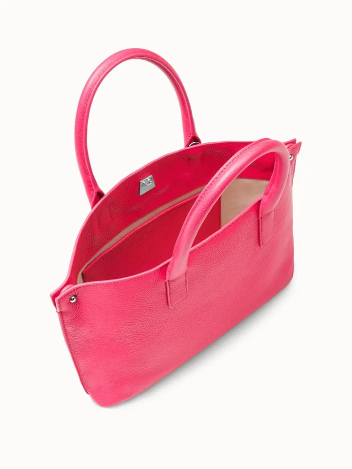 Little Messenger Bag In CervoStructured Calf Leather Rose Women Akris Top Handle Bags