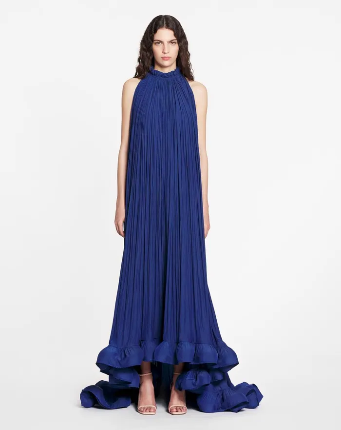 Long Charmeuse Tribute Dress Indigo Women Lanvin Dresses