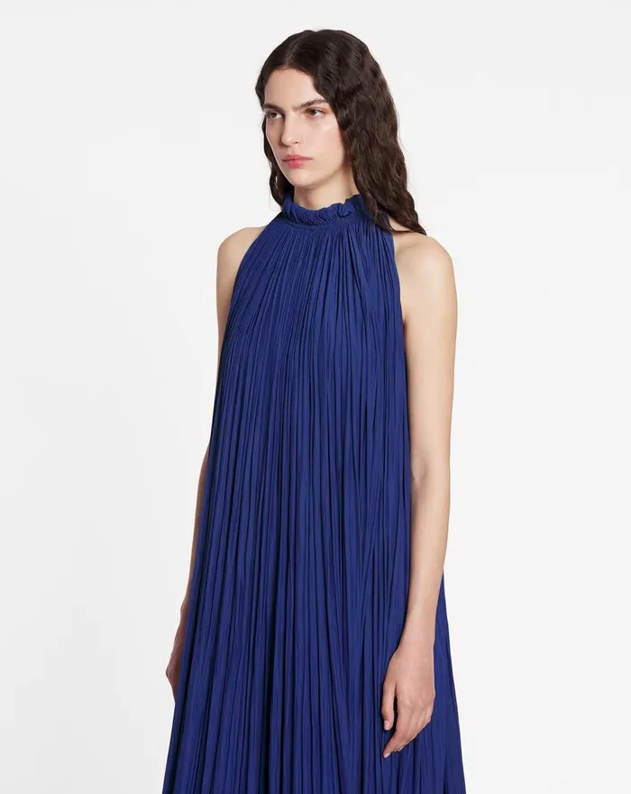 Long Charmeuse Tribute Dress Indigo Women Lanvin Dresses