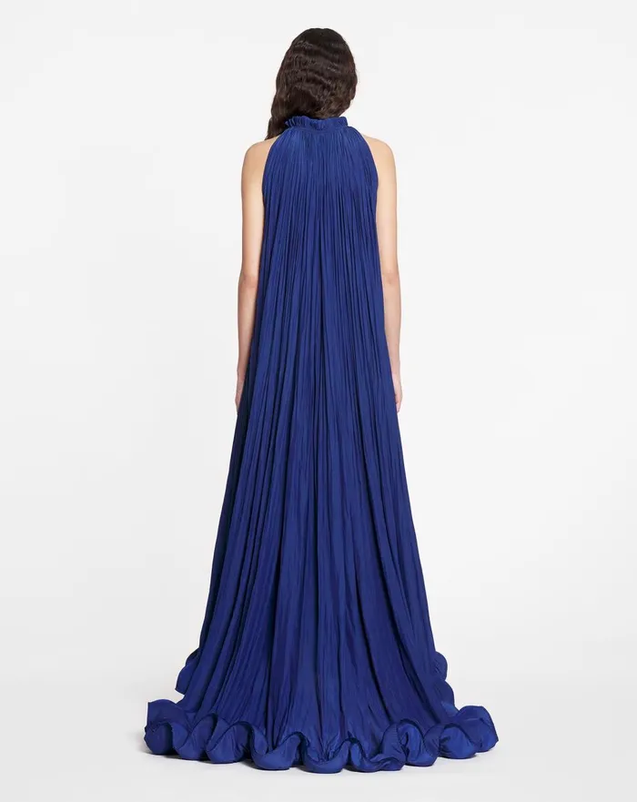Long Charmeuse Tribute Dress Indigo Women Lanvin Dresses