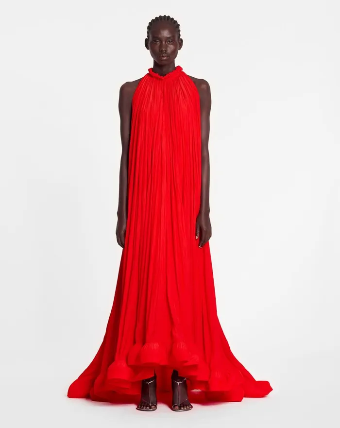 Long Charmeuse Tribute Dress Poppy Red Women Lanvin Dresses