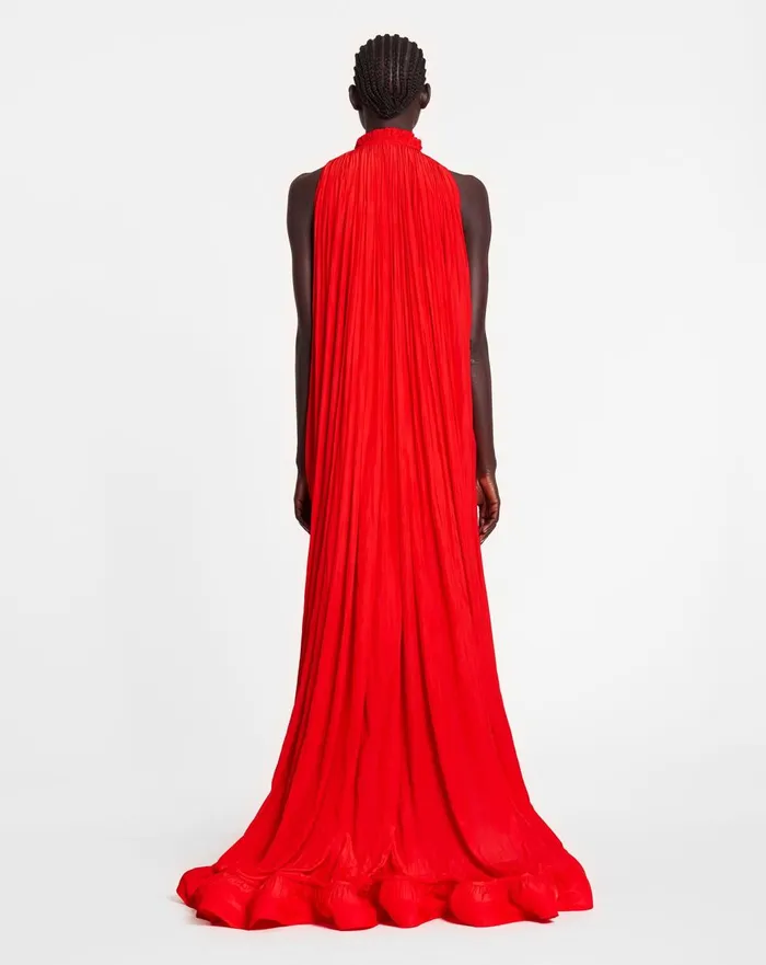Long Charmeuse Tribute Dress Poppy Red Women Lanvin Dresses