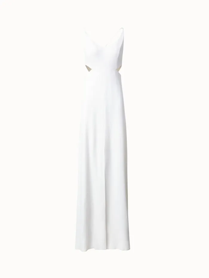 Long Evening Dress With Side Cut Outs Ecru Women Akris Dresses