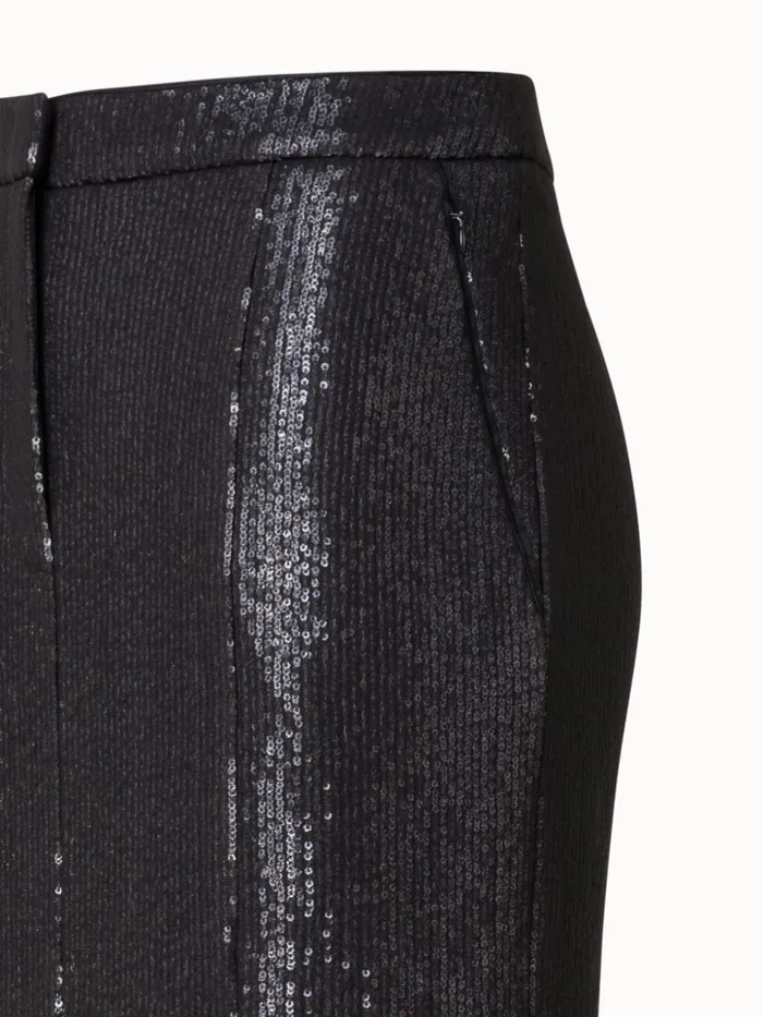 Long Sequin Covered Silk Skirt Black Women Akris Skirts