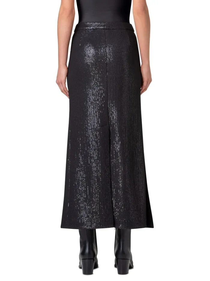 Long Sequin Covered Silk Skirt Black Women Akris Skirts