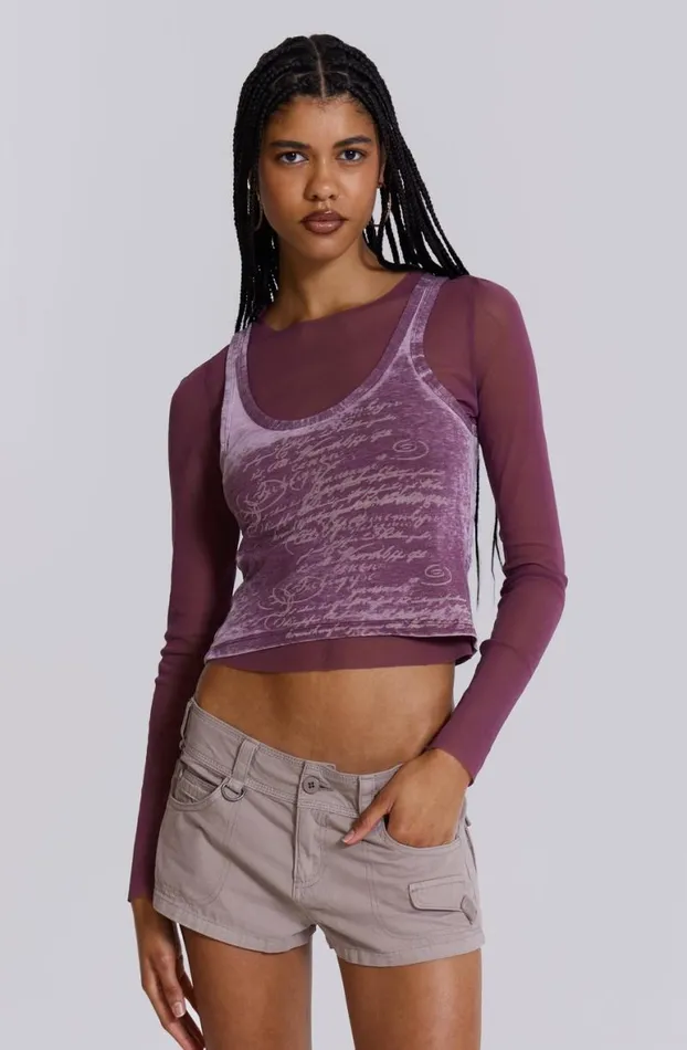 Long Sleeve Tops Women Jaded London Lia Top In Magenta