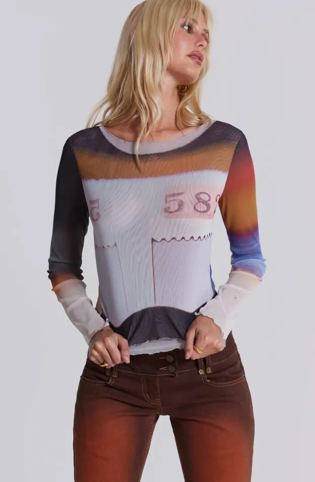 Long Sleeve Tops Women Jaded London Reverie Mesh Long Sleeve Top