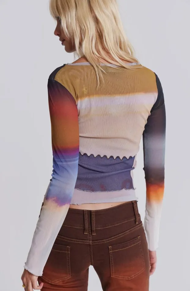 Long Sleeve Tops Women Jaded London Reverie Mesh Long Sleeve Top