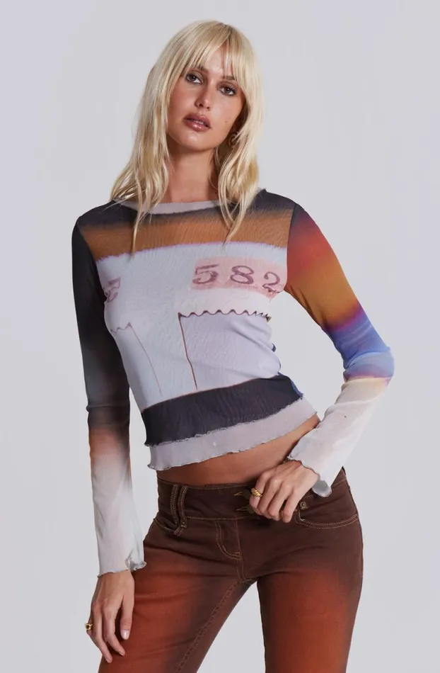 Long Sleeve Tops Women Jaded London Reverie Mesh Long Sleeve Top