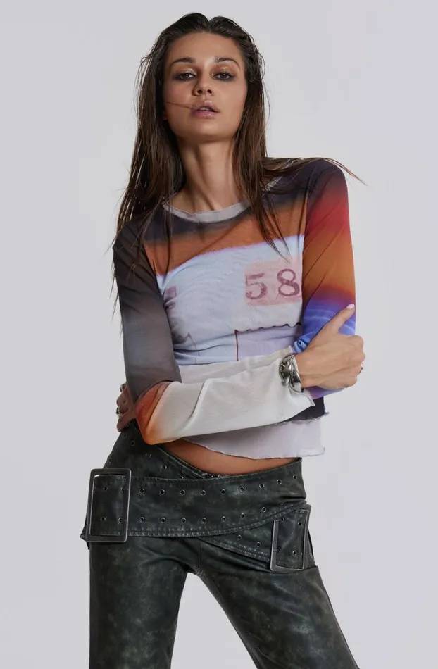 Long Sleeve Tops Women Jaded London Reverie Mesh Long Sleeve Top