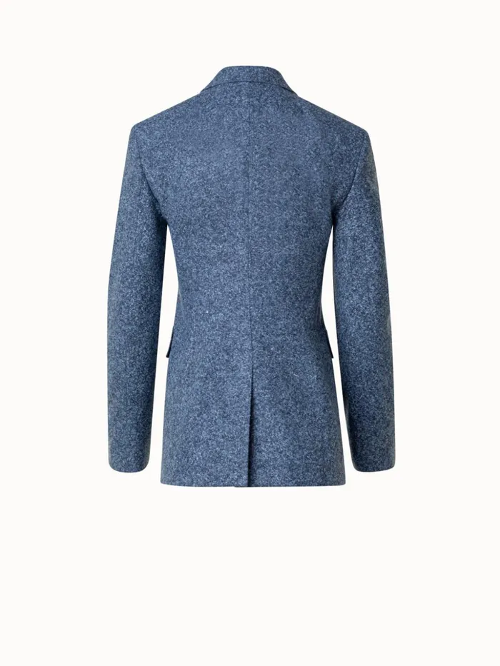 Long Tweed Flannel Jacket In Cashmere Linen Medium Denim Women Akris Jackets