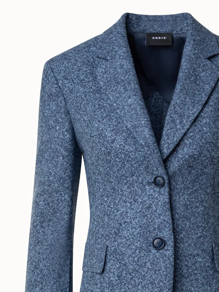 Long Tweed Flannel Jacket In Cashmere Linen Medium Denim Women Akris Jackets