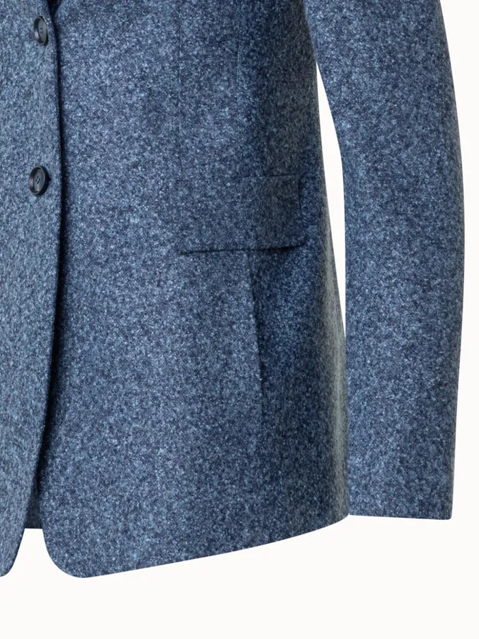 Long Tweed Flannel Jacket In Cashmere Linen Medium Denim Women Akris Jackets