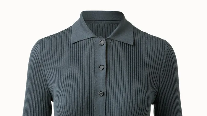 Long Wool Rib Knit Cardigan Dark Slate Women Akris Knitwear
