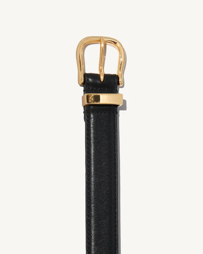 LOUISE BELT Black WShiny Brass Buckle Women Belts and Accessories Nili Lotan