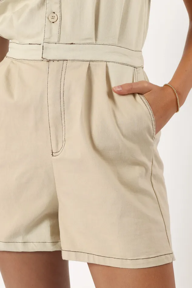 Lynn Playsuit 8211 Beige Beige Women Denim petalandpup