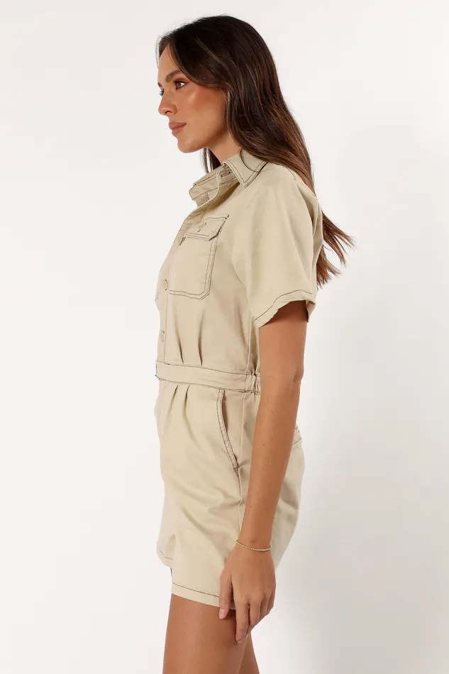 Lynn Playsuit 8211 Beige Beige Women Denim petalandpup