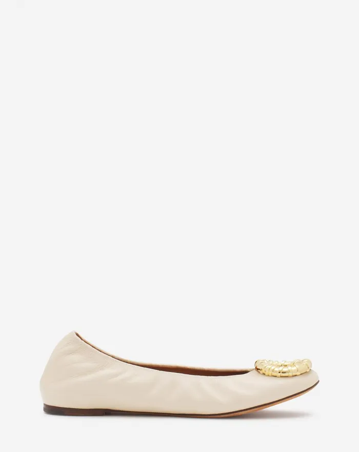 Mlodie Leather Ballerina Flat Beige 2 Women Lanvin Loafers