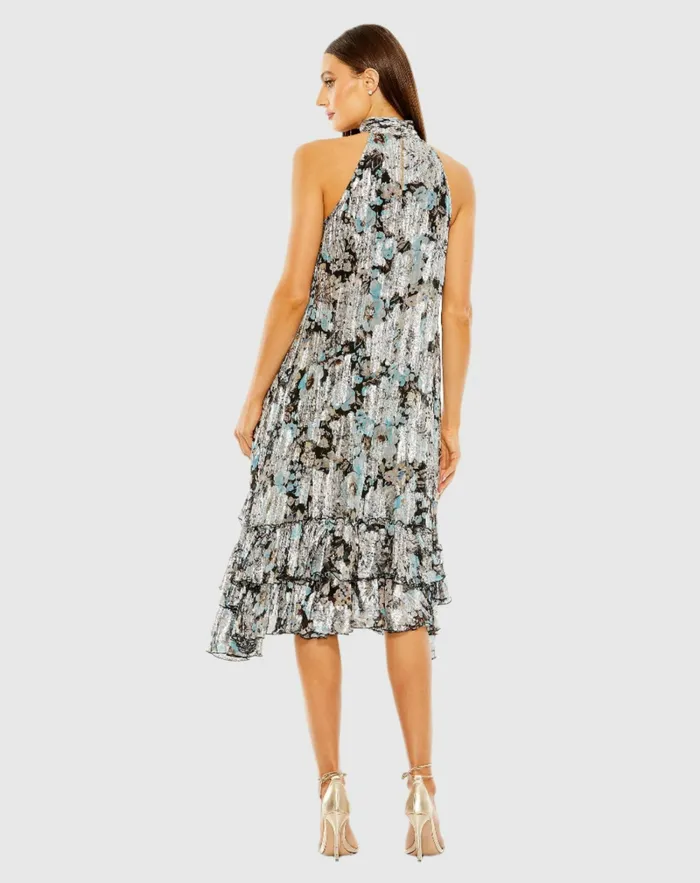 Mac Duggal Daytime Dresses Women High Neck Keyhole ALine Floral Ruffle Mini Dress Black Multi Mac Duggal Daytime Dresses Women High Neck Keyhole ALine Floral Ruffle Mini Dress Black Multi