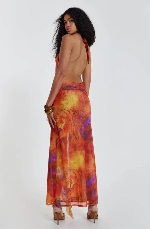 Maxi Dresses Women Jaded London Cindy Plunge Maxi Dress In Orange