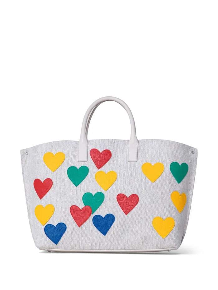 Medium Ai Messenger Bag In Canvas With Leather Hearts Multicolor Women Akris Tote Bags