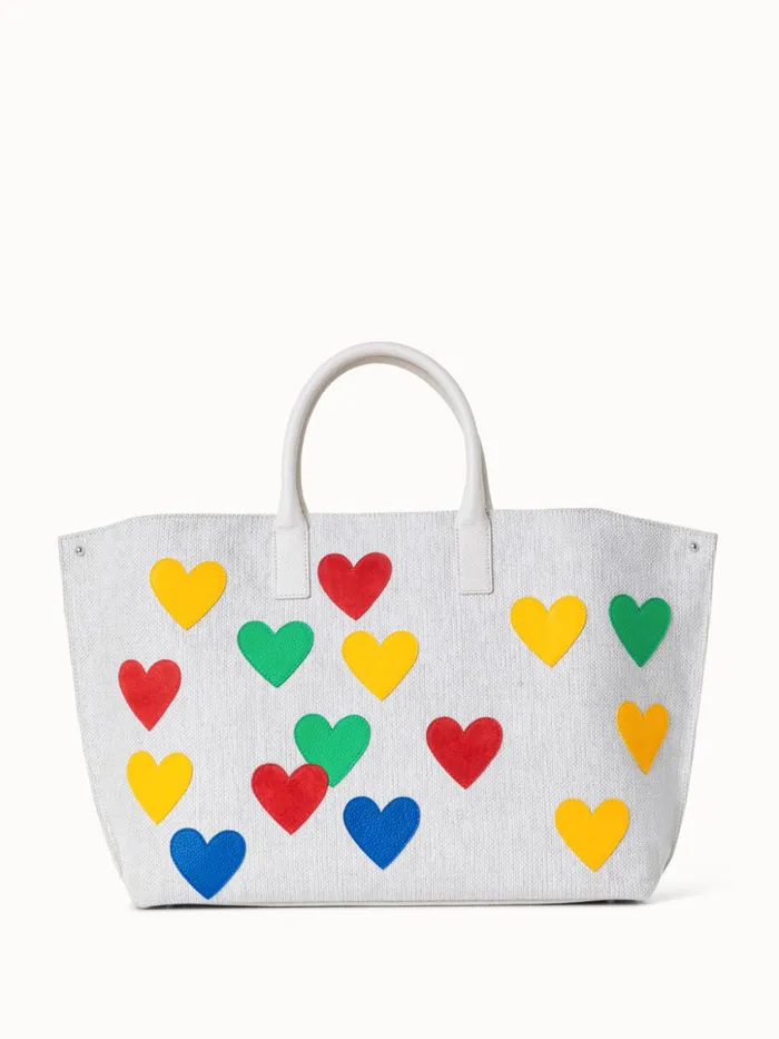 Medium Ai Messenger Bag In Canvas With Leather Hearts Multicolor Women Akris Tote Bags