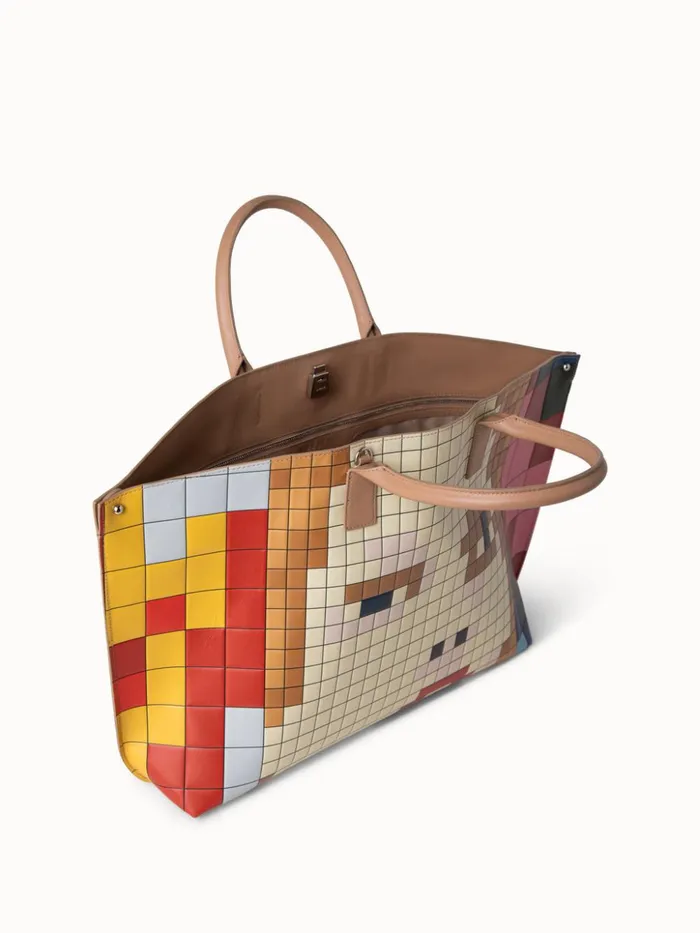 Medium Ai Messenger Bag In Leather With 3D Drei Teile Print Multicolor Women Akris Crossbody Bags