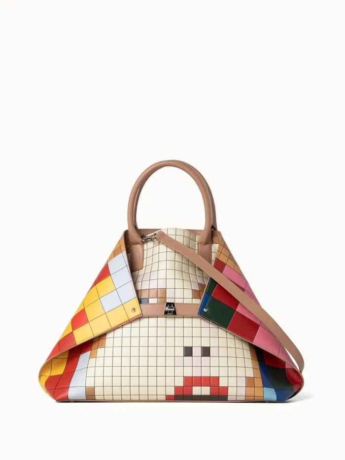 Medium Ai Messenger Bag In Leather With 3D Drei Teile Print Multicolor Women Akris Crossbody Bags