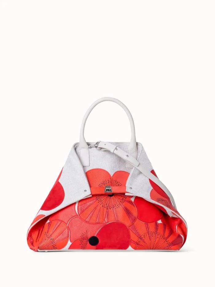 Medium Ai Messenger Bag In Poppies On Canvas Patchwork Multicolor Women Akris Top Handle Bags Medium Ai Messenger Bag In Poppies On Canvas Patchwork Multicolor Women Akris Top Handle Bags