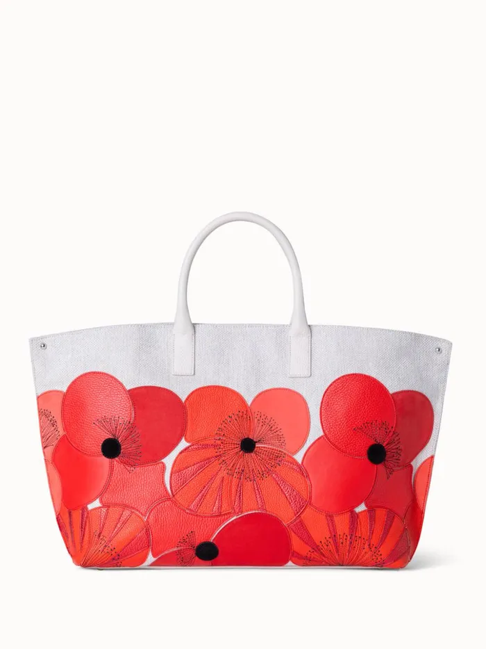 Medium Ai Messenger Bag In Poppies On Canvas Patchwork Multicolor Women Akris Top Handle Bags