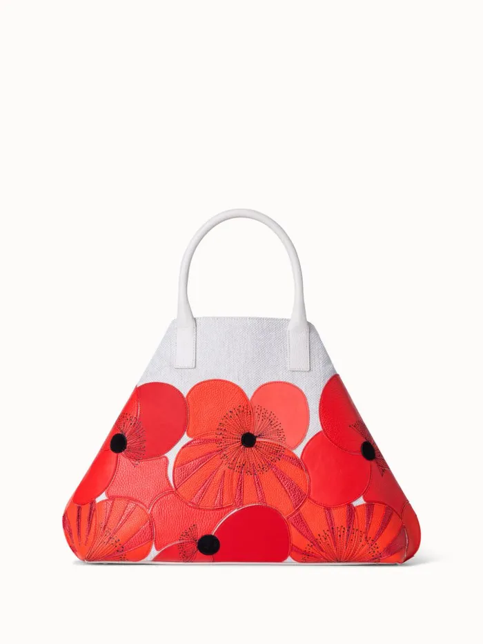 Medium Ai Messenger Bag In Poppies On Canvas Patchwork Multicolor Women Akris Top Handle Bags