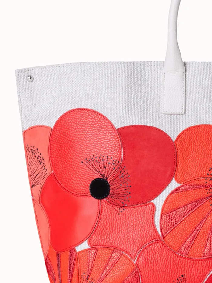 Medium Ai Messenger Bag In Poppies On Canvas Patchwork Multicolor Women Akris Top Handle Bags