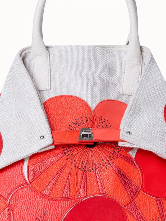 Medium Ai Messenger Bag In Poppies On Canvas Patchwork Multicolor Women Akris Top Handle Bags