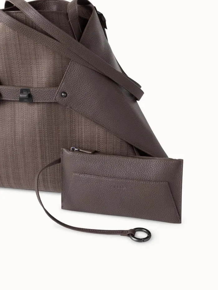 Medium Ai Shoulder Bag In Horsehair And Leather Taiga Women Akris Tote Bags