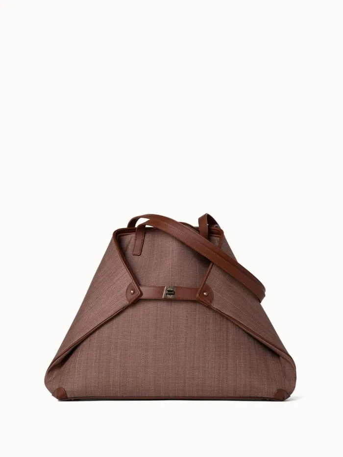 Medium Ai Shoulder Bag In Horsehair Fabric Caramel Women Akris Tote Bags