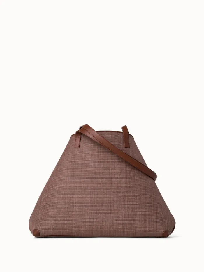 Medium Ai Shoulder Bag In Horsehair Fabric Caramel Women Akris Tote Bags