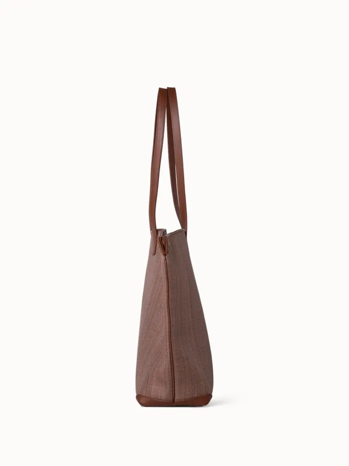 Medium Ai Shoulder Bag In Horsehair Fabric Caramel Women Akris Tote Bags