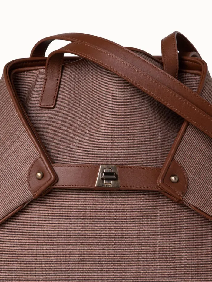 Medium Ai Shoulder Bag In Horsehair Fabric Caramel Women Akris Tote Bags