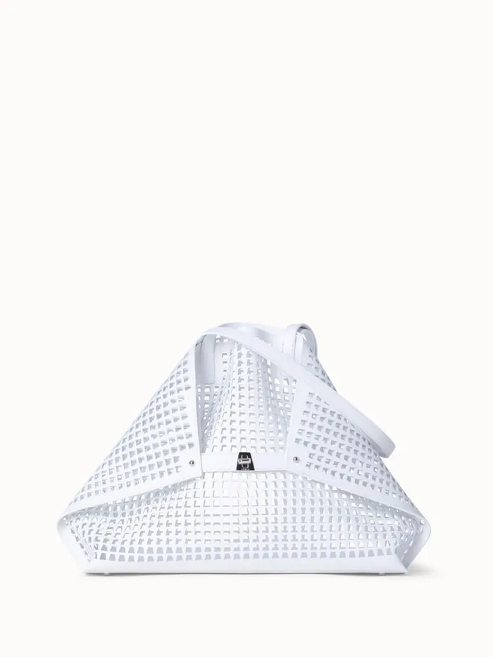Medium Ai Shoulder Bag In Trapezoid Lasercut White Women Akris Shoulder Bags