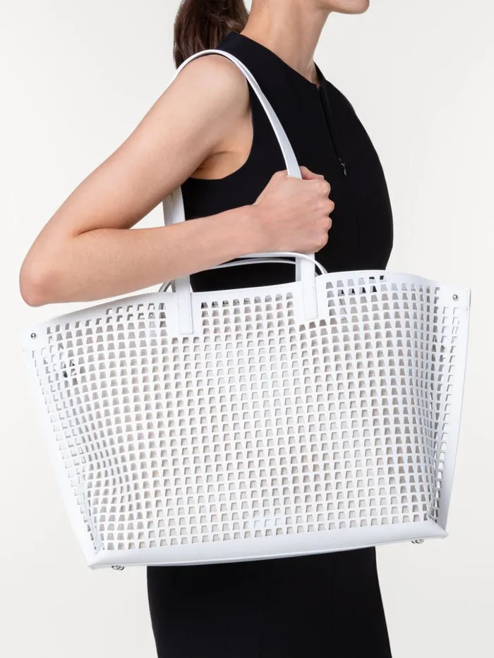Medium Ai Shoulder Bag In Trapezoid Lasercut White Women Akris Shoulder Bags