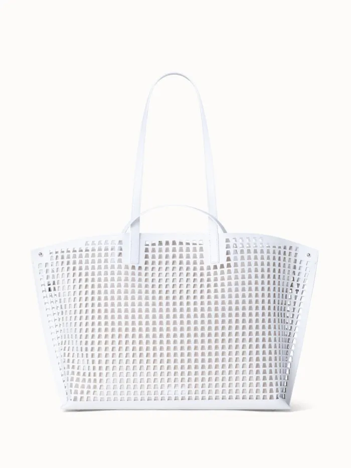 Medium Ai Shoulder Bag In Trapezoid Lasercut White Women Akris Shoulder Bags