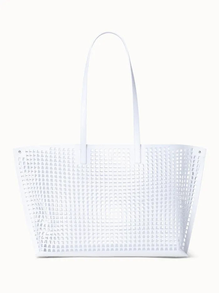 Medium Ai Shoulder Bag In Trapezoid Lasercut White Women Akris Shoulder Bags