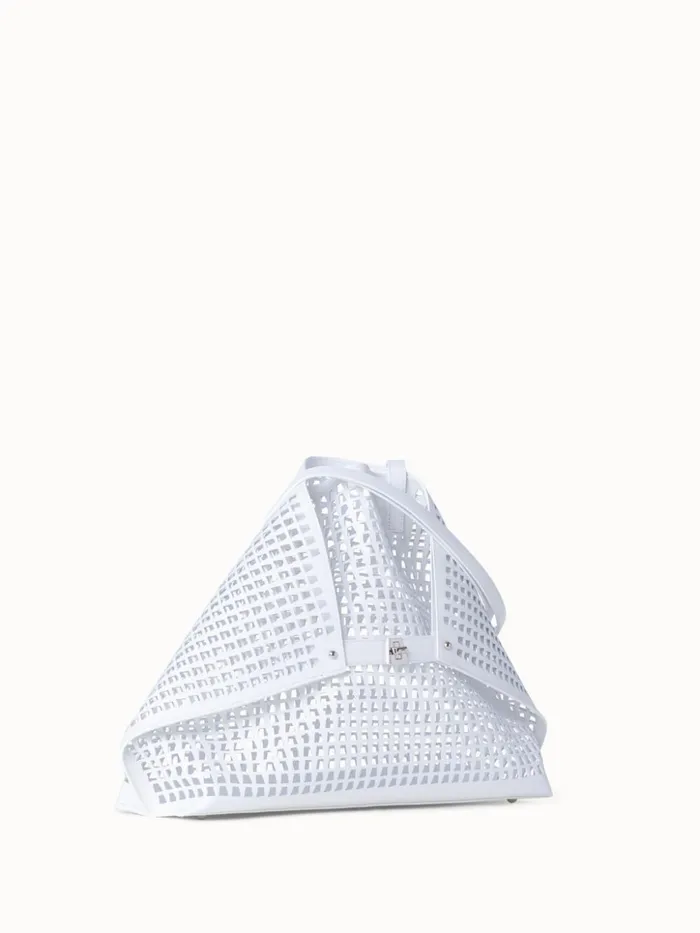 Medium Ai Shoulder Bag In Trapezoid Lasercut White Women Akris Shoulder Bags