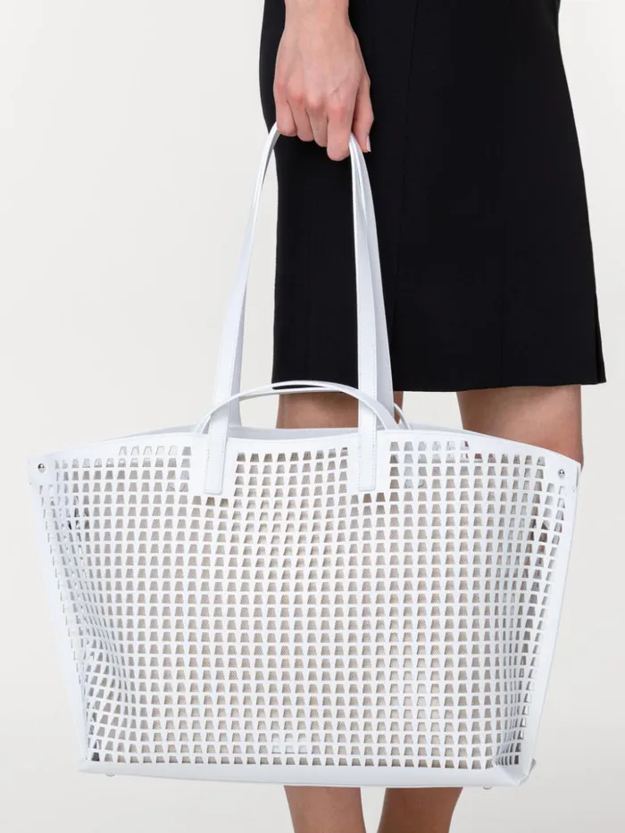 Medium Ai Shoulder Bag In Trapezoid Lasercut White Women Akris Shoulder Bags
