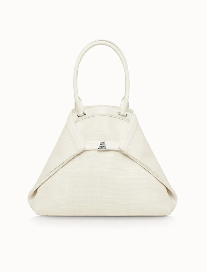 Medium Handbag In Horsehair And Silver Colored Hardware Pure White Women Akris Top Handle Bags Medium Handbag In Horsehair And Silver Colored Hardware Pure White Women Akris Top Handle Bags