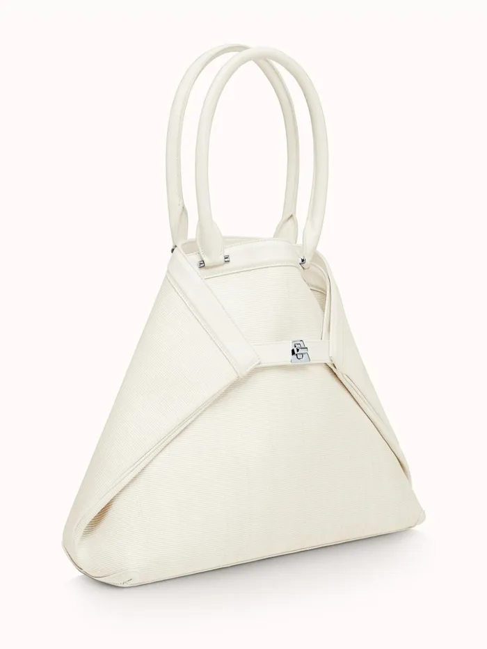 Medium Handbag In Horsehair And Silver Colored Hardware Pure White Women Akris Top Handle Bags