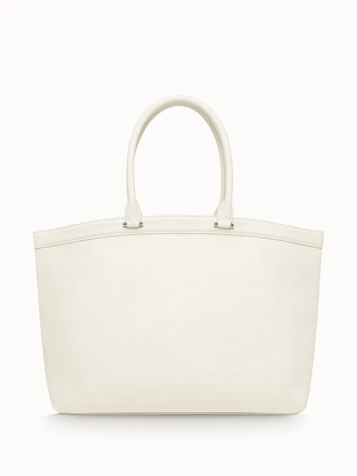 Medium Handbag In Horsehair And Silver Colored Hardware Pure White Women Akris Top Handle Bags